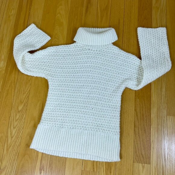 Jones NY Sweater Turtleneck Chunky Knit Ivory Cream Wool Blend  (L) - Picture 4 of 7